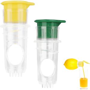2 x 2pcs Screw Top Lemon Squeezer, 2025 New Manual Juicer Hand Press with Built-In Filter Citrus Lime Orange Handheld Squeezer for Drinks Cooking Cocktails (Yellow, Green)