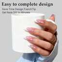 Dsixnails Pink Glitter Base Long Square French Tip Press on Nails | 150Pcs French Tip Nails, No Need to File, Soak Off Acrylic Nials, Full Cover Fake Nails Extensions for Women, 15Sizes