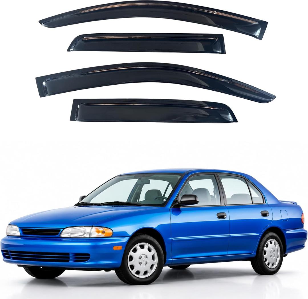 IG Window Visors Fit for 1997-2001 Mitsubishi Mirage Sedan, Out-Channel Rain Guards Vent Wind Deflectors 4PC, Car Accessories for 97-01 Mirage (Sedan Only)