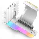 EZDIY-FAB Vertical GPU Mount with High-Speed PCIE 4.0 Riser Cable, ARGB Module, 115mm/4.52in Flexible Extension, 90 Degree Connector, Only Compatible to Full-Opened PCIe Slots-White-YIHPI344-3