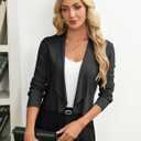 GRACE KARIN Womens Cropped Sweater Blazer Lightweight Cardigan Dressy Work Long Sleeve Shrug Knit Blazer Business Casual (Black, M)