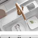 Faucet Mat for Kitchen Sink with Raised Feet, Fast Drying Diatomite Stone Sink Tray, Water Absorbent Faucet & Sink Splash Guard, Prevents Moisture Buildup, Durable Protector for Bathroom Counter (20" x 4", White Gray Style 2)