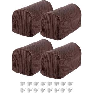 uxcell Stretch Armrest Covers Armchair Anti-Slip for Chairs Sofas Couch Arm Covers Recliner Sofa Dark Brown 4 Pcs