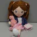 June Garden 15" Playmate Buddies - Plush Doll Mia with Her Stuffed Animal Companion Flamingo Rosie for Kids 1 Year and Up