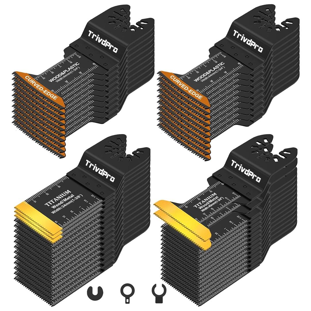 Oscillating Tool Blade Multitool Blades - TrivdPro 50pcs Multi Tool Blades Kits Oscillating Saw Blades for Metal Wood Plastic, Oscillator Blades for Multi Tool Fits Dewalt Milwaukee Ryobi Fein Bosch