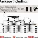 4800 Labels 1.1"x3.5" Address Labels Replacement for Brother DK-1201 Used with Brother QL-800 QL810W QL710W Label Printers, Misofuki 12 Roll 1-1/7" x 3-1/2" Die-Cut Standard Barcode Label with 1 Frame