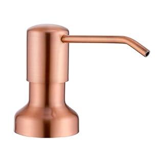 Built in Soap Dispenser for Kitchen Sink, Stainless Steel Pump Head Long Spout with 17OZ PET Food Safe Material Soap Bottle, Copper Sink Kitchen Soap Dispenser Refill from The Top