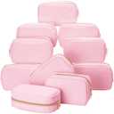 Sweetude 10 Pcs Christmas Makeup Bag Bulk Christmas Gift PU Leather Cosmetic Bag Small Skincare Toiletry Pouch with Zipper for Women Xmas Wedding Gift Favors(Colored Powder)