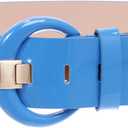 Beltiscool Women's 2" Wide High Waist Patent Leather Fashion Round Belt (Blue, L)