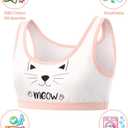 Donella Girls Training Bras - Soft Cotton Kids Sports Bra, 5 Pack Crop Tops, Kitten Prints, Age: 6-7