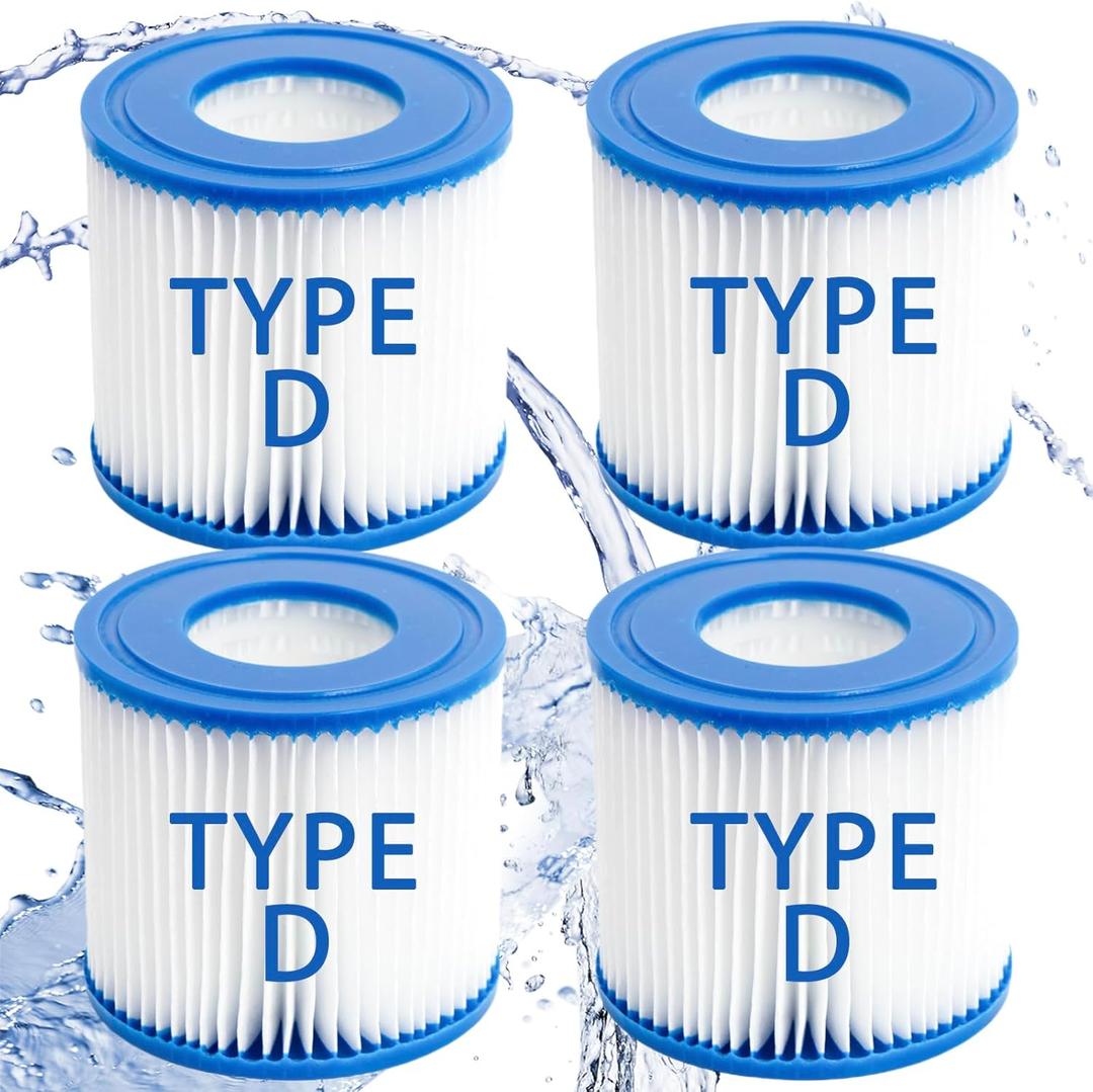 Pool Filter Cartridges Pool Filters, Cartridge for Above Ground Pool Filter, Cartridge Accessory for Use in 300 Gallon Easy Set Pool Filter Pump (4 Pack, Type D)