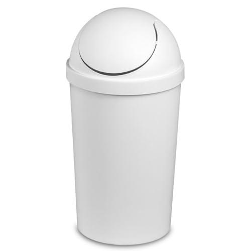 White 12 Qt Swing-Top Wastebasket