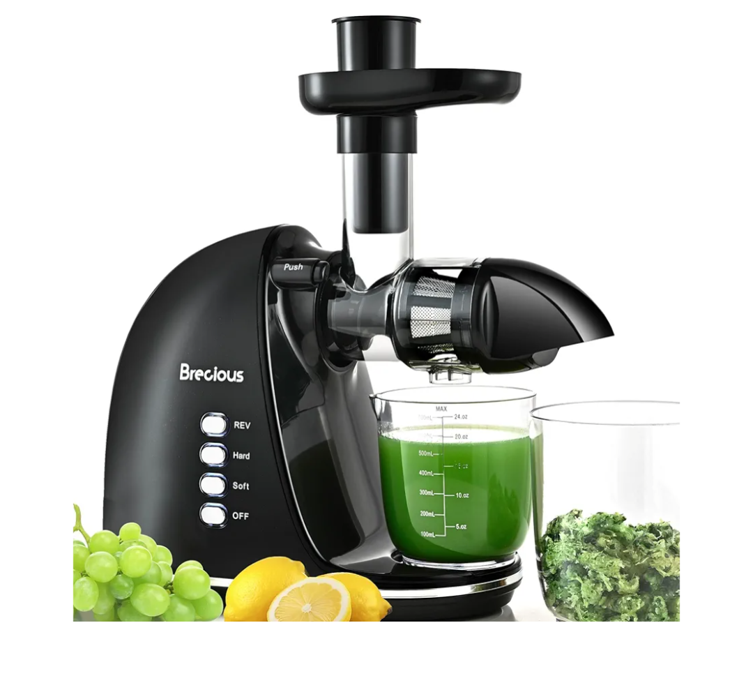 Slow Masticating Juicer,Brecious Cold Press Juicers with 2 Speed Modes & Quiet Motor,Juicers Machines Vegetable and Fruit with Reverse Function,Celery Juicer,BPA-Free,Easy to Clean (Black)