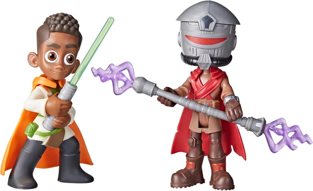 Star Wars: Young Jedi Adventures Pop-UpLightsaber Duel, Kai Brightstar & Taborr Action Figures, 4-Inch Scale Toys, Preschool Toys for 3 Year Old Boys & Girls