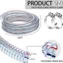 Frienda Heavy Duty Steel Wire Flexible Tubing with Fasteners PVC High Pressure Oil Drain Hose Tube Clear Wire Reinforced for Pond Marine Bilge Pump Garden Pool Vacuum Suction Hose(10 Ft, 3/4 Inch Id)