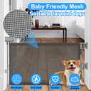 14" H Short Dog Gate Pet Gates Puppy Gate 59" Wide Step Over Pet Fence, Mesh Retractable Indoor Outdoor Expands Up to 59 Inches Small Dog Gates for Doorways Stairs(Gray)