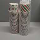 Grencian 120PCS Christmas Snack Cups 12 oz Christmas Disposable Ice Cream Cups Xmas Dessert Treat Paper Bowls Snowflake Striped Polka Spots Decorative Paper Bowl for Xmas Winter Holiday Party Supplies