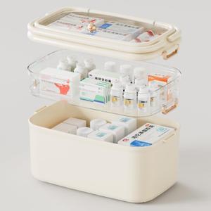 3-Tier Medicine Organizer & Empty First Aid Box for Home, Travel, Office Portable Medical Storage Container, Compact Plastic Pill Organizer for Emergency
