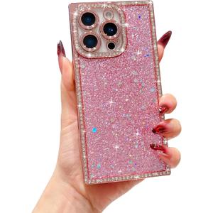Owncase for iPhone 13 Pro Max Case Glitter, Crystal Diamonds Shiny Bling Sparkly Electroplated Edge Shockproof Soft TPU Bumper Phone Case for Women Girls, Silver
