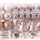 Sea Team 77-Pack Assorted Shatterproof Christmas Balls Christmas Ornaments Set Decorative Baubles Pendants with Reusable Hand-held Gift Package for Xmas Tree (Rose Gold)