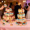 4 Tier Cupcake Stand for 50 Cupcakes, Clear Acrylic Cupcake Tower, Cupcake Holder for Parties, Weddings, Birthdays, Clear Dessert Display Ease of Assembly High Stability (Square)