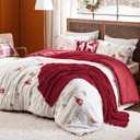 Bedsure Christmas Comforter Set King - Christmas Bedding Bed in a Bag with Snowhouse, 5 Pieces, Soft Reindeer and Snowhouse Printed Comforter, Pillow Shams, Throw Blanket and Decorative Pillow