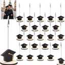 RattanView 24 Pcs Grad Cap Graduation Picture Display 5.5 Inch Grad Wooden Photo Holders for Centerpieces Graduation Table Card Number Clips Stands for Class of 2026 Party Supplies