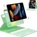 Senyoson Keyboard Case for iPad 7th/8th/9th Generation 10.2'' 2019/2020/2021, 360 Rotatable Magnetic Keyboard Case with Pencil Holder Groove, 7 Color Backlit Wireless Detachable Keyboard (Green)