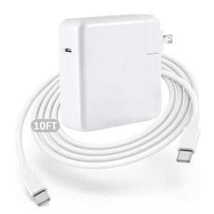 MacBook Pro Charger,96W MacBook Air Charger Fast Charging USB C Laptop Power Adapter,10FT Quick USB C Charging Cord for Mac Book Pro 16/15/14/13inch 2024/2023/2022/2021/2020/2019/M1 M2 M3 Mac Book Air (White)