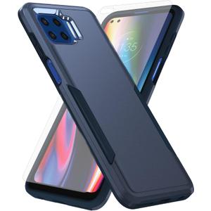 Asuwish Phone Case for Moto One 5G/One5G UW/Moto G G5 Plus with Tempered Glass Screen Protector Cover and Slim Hybrid Full Body Protective Cell Accessories Motorola One Lite XT2075-1 Women Men Blue