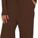 Darong Women's 2 Piece Sets Fall Outfits Long Sleeve Wide Leg Tracksuits Casual Lounge Set Matching Sets
 Size L
