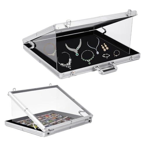 24"x20" Trade Show Display Case, Clear Acrylic Showcase Portable Display Case, Aluminum Sports Card Case with Locks for Cards, Craft Collection and Jewelry