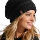 FURTALK Womens Winter Knit Slouchy Beanie Hat Warm Knitted Skull Ski Cap Hats for Women (One Size, Black)