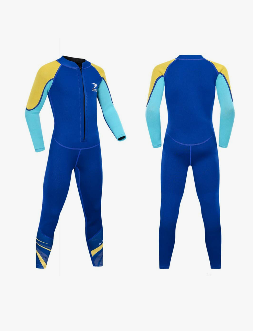 ZCCO Kids Wetsuit,2.5mm Neoprene Diving Suit for Teens,Full Body Swimsuit for Boys and Girls,Long Sleeve One Piece Wet Suit Perfect for Swimming, Surfing, and Water Sports XS