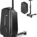 iubest Scooter Luggage Carry On Scooter Suitcase for Kids Age 4-15, Detachable & Foldable 4 in 1 Kids Suitcase, Multifunctional Ride On Travel Trolley Scooter Combo-Black