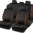 Skechers Memory Foam Seat Covers,Leather Car Seat Covers, Ultimate Comfort & Support Seat Covers Full Sets Airbag Compatible, Automotive Universal Fit Most for SUVs, Vans, Sedans, Cars, Trucks,Brown