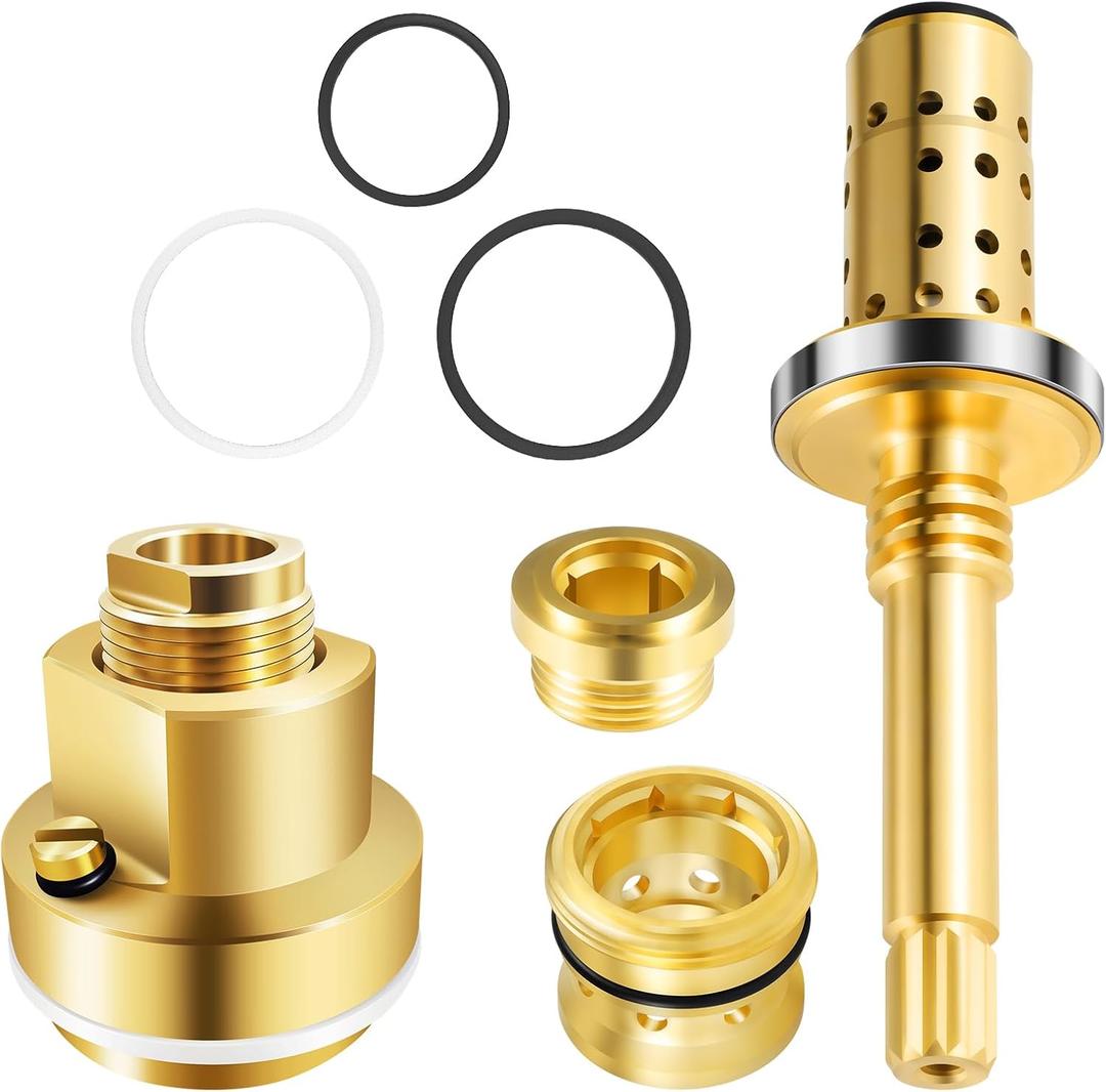 1 Set Brass Shower Valve Rebuild Kit Replacement, Compatible with Symmons Temptrol Shower Valves, with TA-10 Flow Control Spindle Assembly, T-12A Cap Part & TA-4 Hot/Cold Seats