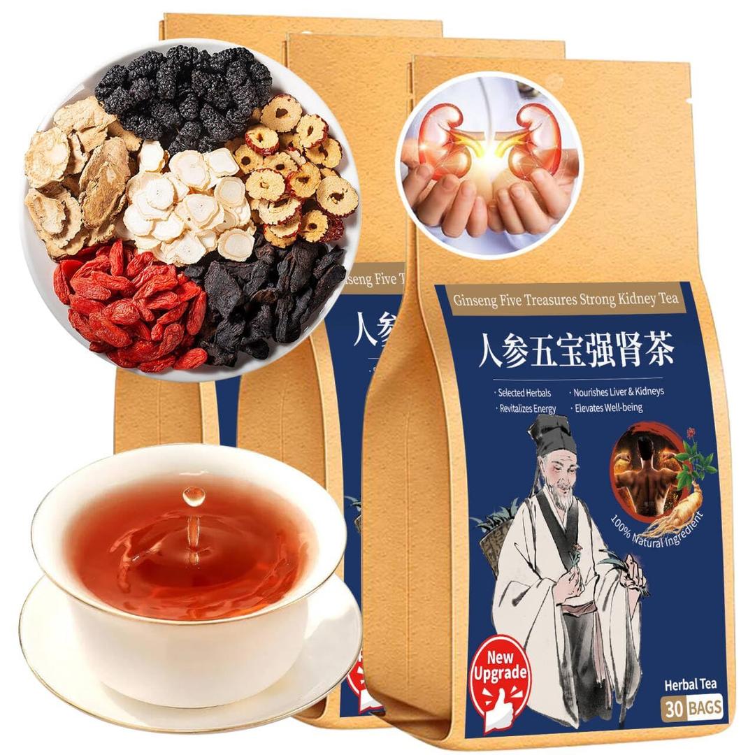 Ginseng Six Treasure Tea Herbal Tea for Kidney Support & Detox Traditional Chinese Formula with Mulberry 90 Tea Bags (EXP 03/31/27)