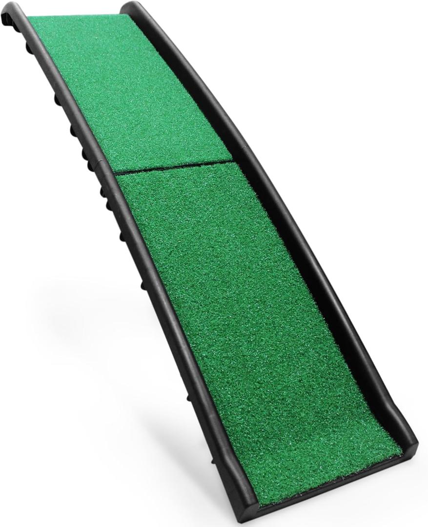 PawStep 50894 Pet Ramp for Dogs & Cats Foldable Portable Dog Ramp with Poly Grass Non-Slip Surface, Lightweight Travel Ramp for Cars, SUVs, Beds & Couches