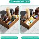 ALELION Acacia Wood Coffee Station Organizer for Countertop - 7 Compartments Coffee Bar Accessories and Organizer with Removable Dividers - Coffee and Tea Condiment storage Organizer