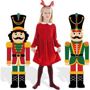 Amyhill 2 Pcs 3.3 Ft Christmas Nutcracker Cardboard Cutout Christmas Nutcracker Cardboard Cutout Life Size Stand up Decoration Xmas Large Soldier Photo Prop for Home Garden Lawn Porch Pathway Decor