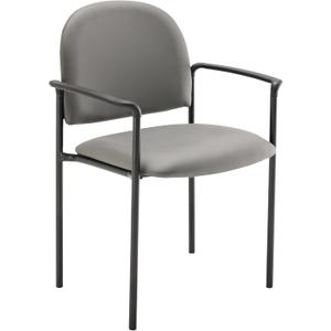 Flash Furniture Steel Stackable Reception Chair with Arms, Gray Vinyl, 23.5"Dx23.75"Wx33.25"H