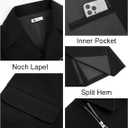 Runcati Mens Trench Coat Notch Lapel Zip Up Overcoat Casual Winter Long Business Pea Coat (Black)