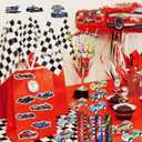 108PCS Race Car Party Favors - Themed Birthday Goodie Bags with Party Straws, Bubble Slap Bracelets, DIY Car Stickers, Pencil Caps
