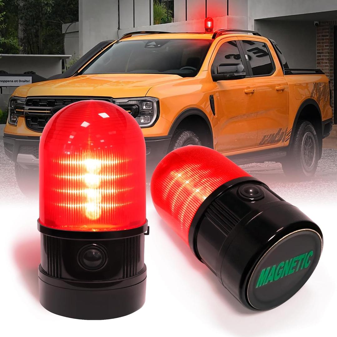6" Strobe Rotating Flashing Light, Red LED Beacon Light with Magnetic Base for Vehicle Forklift Truck Tractor Golf Carts UTV Car Bus and Club Party Show Bar (Red, 1 Pack)