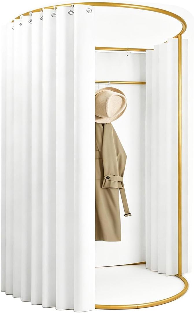 Portable Changing Room with Shading Curtain, Temporary Mobile Privacy Protection Dressing Room, White Foldable Mall Screen for Office Outdoor Activity