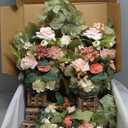 Ling's Moment 17.5" Tall Standing Artificial Flowers Arrangements 4pcs Fall Wedding Aisle Runner Chair Decorations Blush & Pink Centerpieces for Ceremony Reception Rose Floral Party Outdoor (Pk-blush Garden)