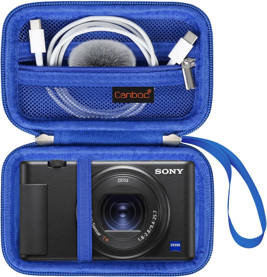 Canboc Carrying Case for Sony ZV-1/ ZV-1F/ ZV-1 II Digital Camera for Content Creators, Sony ZV1 Vlogging Camera Bag, Zipper Mesh Pocket fits USB Cable, Batteries, Blue