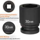 HARFINGTON 6-Point Impact Socket 3/4" Drive 30mm Metric 40Cr Alloy Steel Spindle Axle Nut Impact Socket