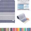 GOQAN Turkish Beach Towel Oversized 39x71 | Thin, Lightweight, 100% Cotton and Sand Free Towel is Suitable for Beach, Bathroom, Pool, Travel & Swim | Odor Free Thx to Quick Dry Property - Dark Blue